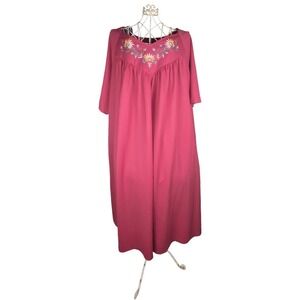 Only Necessities Vintage Maxi Kaftan Nightgown Bright Pink Floral Size 2xl